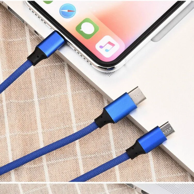 Новый 3 в 1 USB кабель для iPhone Xs Max Xr X 8 7 Зарядное устройство Type C c Micro Мобильный