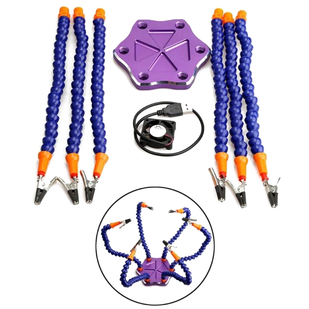 

1pcs Third Hand Soldering Tool 6 Flexible Arms Six Arm Soldering Station With Swiveling Alligator Clip for RC Drone