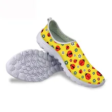 HYCOOL/повседневная женская обувь на платформе с милым рисунком животных из мультфильма «божья коровка»; удобные дышащие летние Прогулочные кроссовки из сетчатого материала; сезон весна
