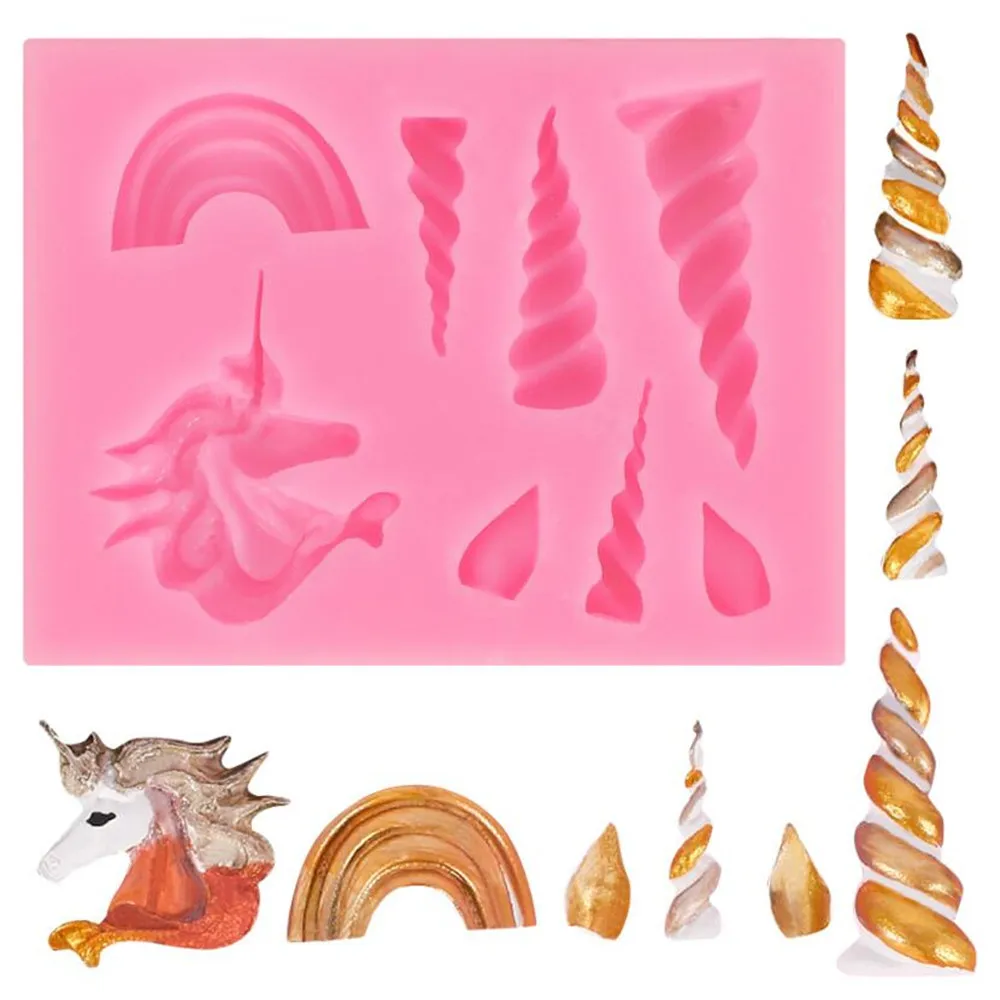 unicorns cloud horn ears silicone molds Decorating Cupcake Gumpaste fondanhm 