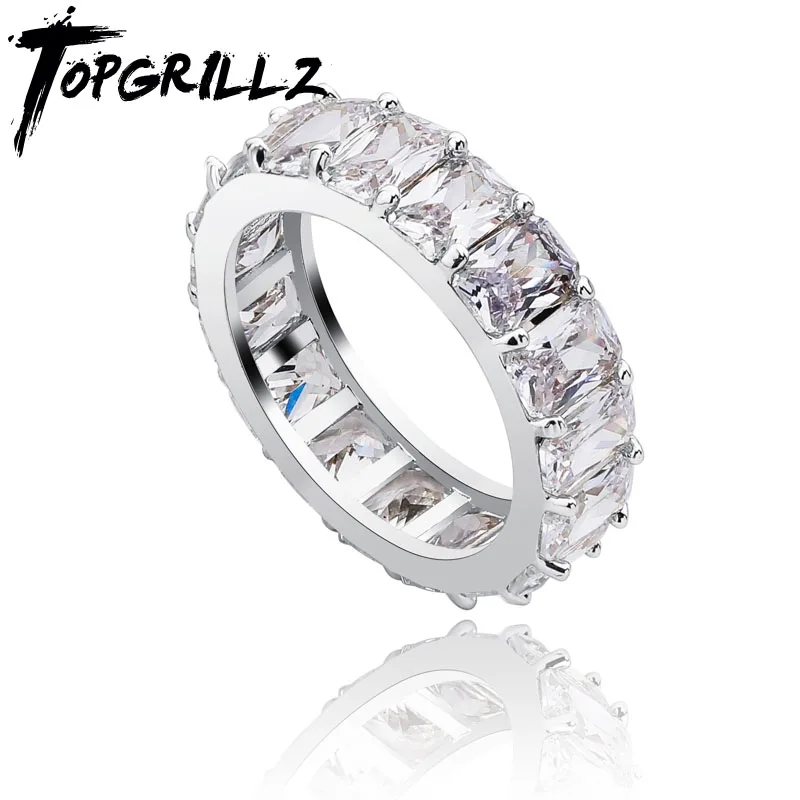 TOPGRILLZ 1 ряд Сверкающее фианитовое Круглое Кольцо мужское хип-хоп золотого и