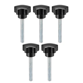 

uxcell 5 Pcs Star Knobs Grips M8 x 60mm Male Thread Steel Zinc Stud Black PP