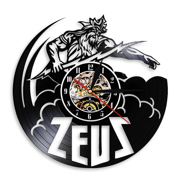 Antiquated Zeus Vinyl Record Clock: An Artistic Wall Decor for Myth Lovers