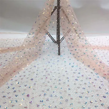 

African Lace Fabric 2020 High Quality Pretty Lace Sequins Fabric French Nigerian Lace Fabric 3d Embroidery Wedding Lace Gold