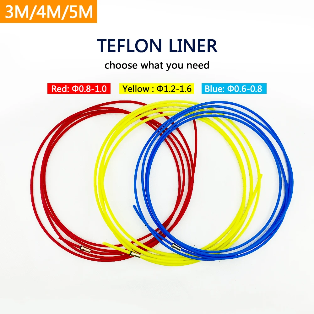 MIG MAG Welding Torch PTFE Liner 1.2-1.6 Welding Wire Euro Central Quick Connector Kit 3M 4M 5M Red or Yellow(default) or Blue