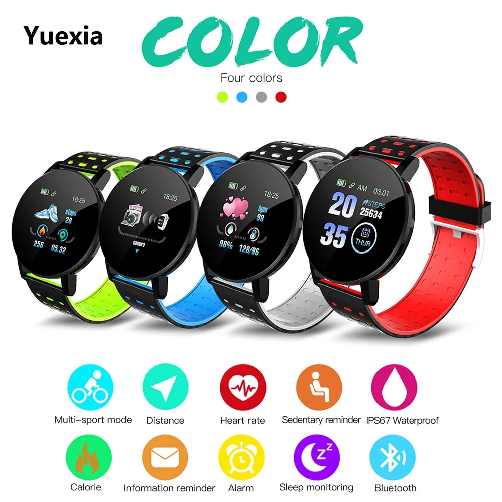

Yuexia 119Plus Smart Watch Heart Rate Blood Pressure Health Waterproof Smart Bluetooth Wristband Fitness Tracker For Android IOS