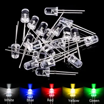 

100-1000pcs 3/5mm Red/Green/Blue/Yellow/White LED Diodes Light Assortment Kit