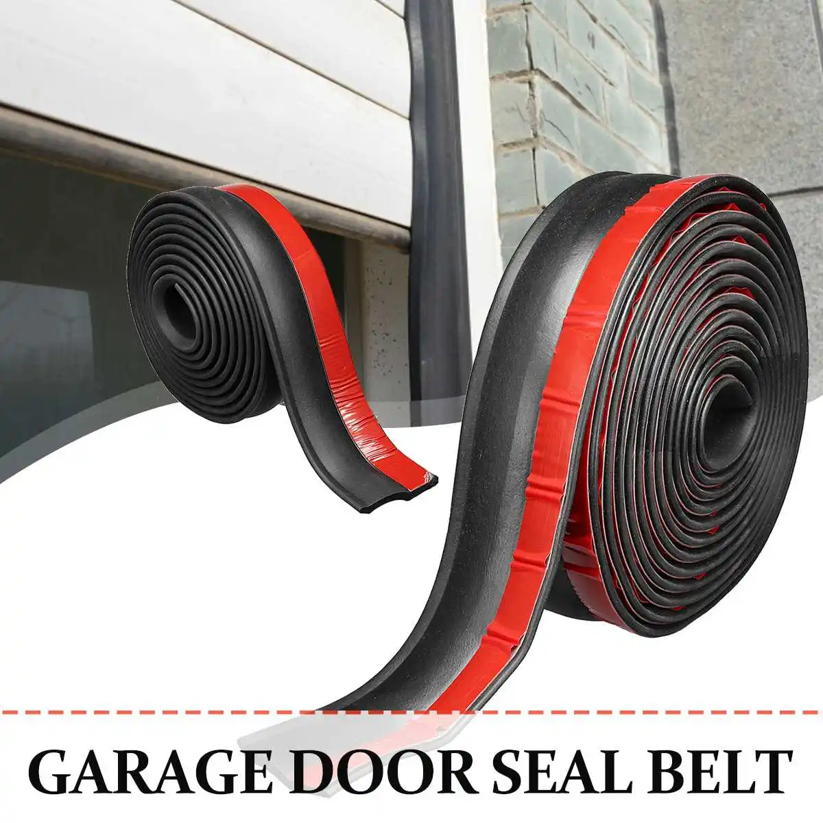 5.5m/3m/5m Garage Door Bottom Weather Stripping Rubber Sealing Strip Replacement Adehesive Door Bottom Seal afbeelding