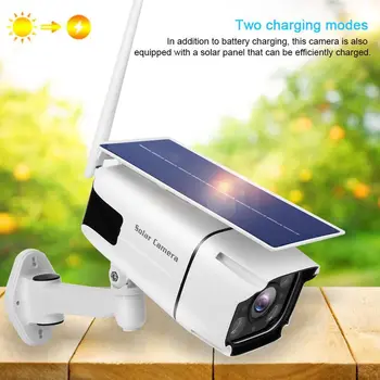 

Solor Cameras 1080P HD WIFI Solar PIR Camera IP67 Waterproof Night Vision Cam for Courtyard Door Fish Pond Farm Construction