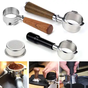 

54mm Stainless Steel Coffee Machine Bottomless Portafilter Filter Basket for Bre-ville 870/875/808 Wooden Handle Portafilter