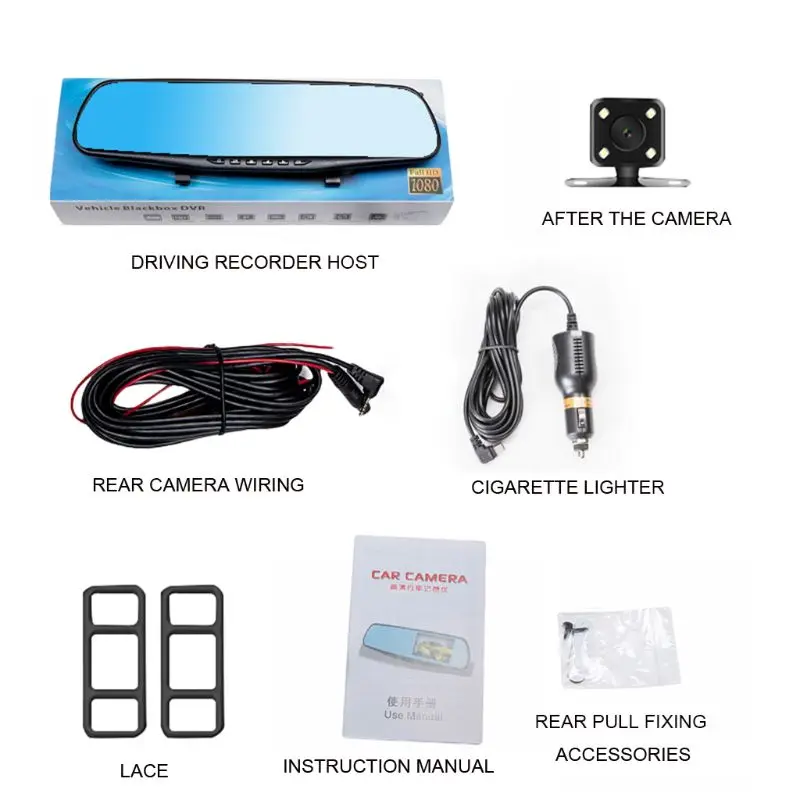 Full 1080P Car DVR Camera Auto 4.3" Rearview Mirror Digital Video Dash Cam Auto Car Accessories