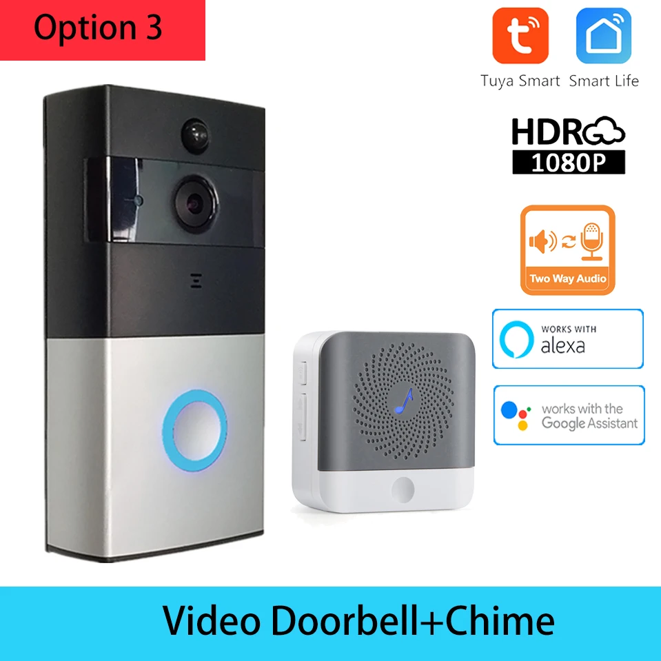 wireless door intercom 1080P Video Doorbell With Camera Tuya WiFi Wireless Intercom for Home Two Way Audio Remote Control Alexa Google Door Bell video intercom Door Intercom Systems