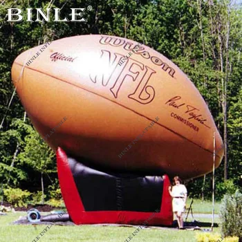 

Outdoor advertising 6mH giant NFL style inflatable football with Tee for sports event decoration