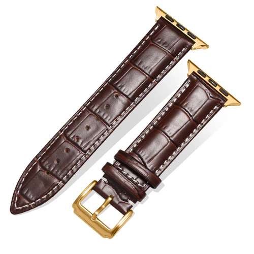 Dark brown Gold1 Ремешок для apple watch 42 мм 38 мм apple watch 44 мм 40 мм кожаный браслет correa для часов iwatch series 5 4 3 2 1 Аксессуары - Цвет ремешка: Dark brown Gold1