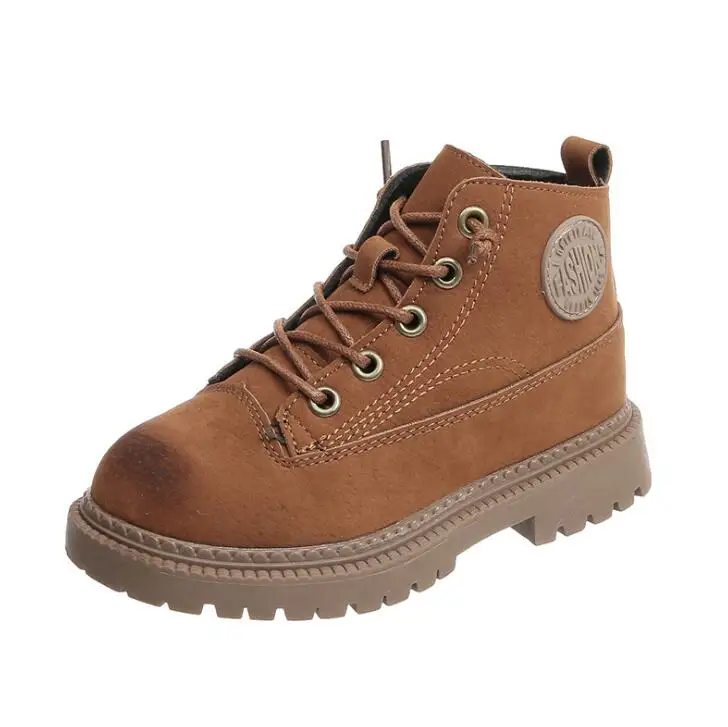 Кожаные Ботинки martin для девочек; обувь с мехом; Детские теплые ботинки; модные ботинки с мягкой подошвой для мальчиков и девочек; Нескользящие Детские кроссовки