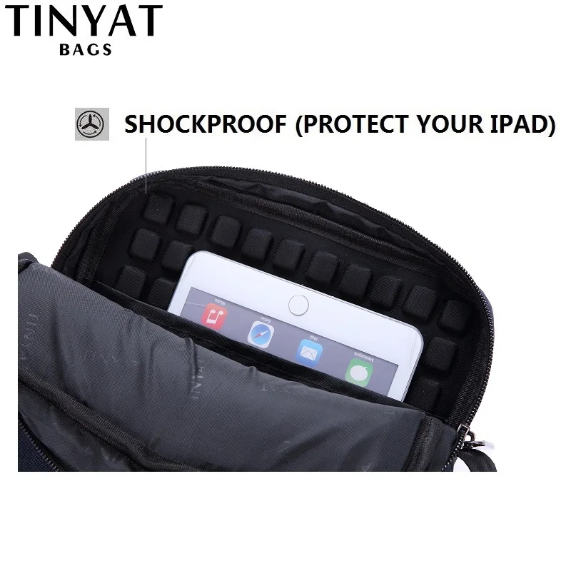 TINYTA, мужская сумка, кожаная, мужская сумка на плечо, для 9,7 'pad, ПУ, водонепроницаемая, повседневная, сумка через плечо, Противоударная, сумка через плечо, серая