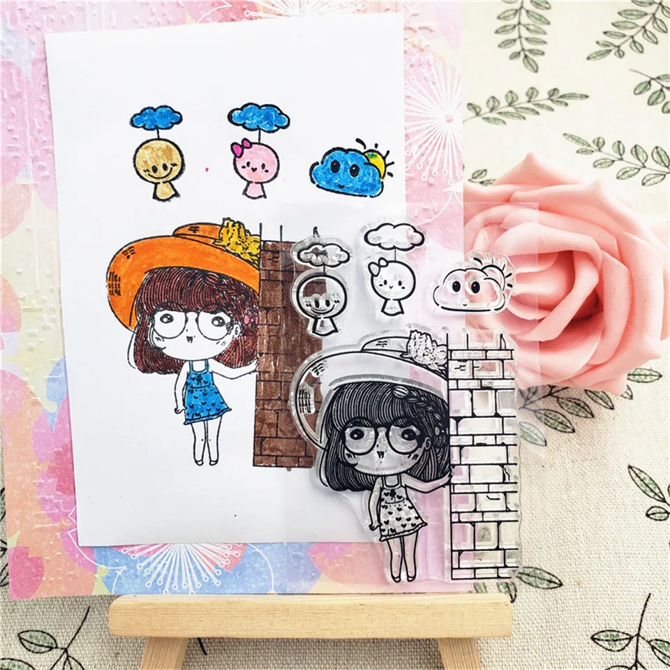 6*9 Sunny Doll Transparent Clear Stamps Seal For DIY Scrapbooking/Sentiment Rubber Stamp Bullet Journal Photo Album Card Making | Дом и сад