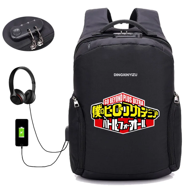 Рюкзак My Hero Academy, Аниме Boku no Hero Academy, противоугонная usb зарядка, дорожная сумка для ноутбука, школьный рюкзак, рюкзак для книг