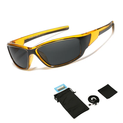 Yellow fram with bag Унисекс поляризованные солнцезащитные очки для рыбалки рыбацкие походные лыжные очки для езды на велосипеде спортивные очки для рыбалки - Цвет: Yellow fram with bag
