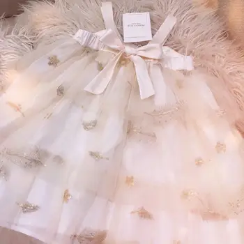 

Feather Sequins Princess Baby Girl Dress 2020 Summer Party Wedding Brithday Kid Dress For Girl Children Clothes SIZE 1-7 years