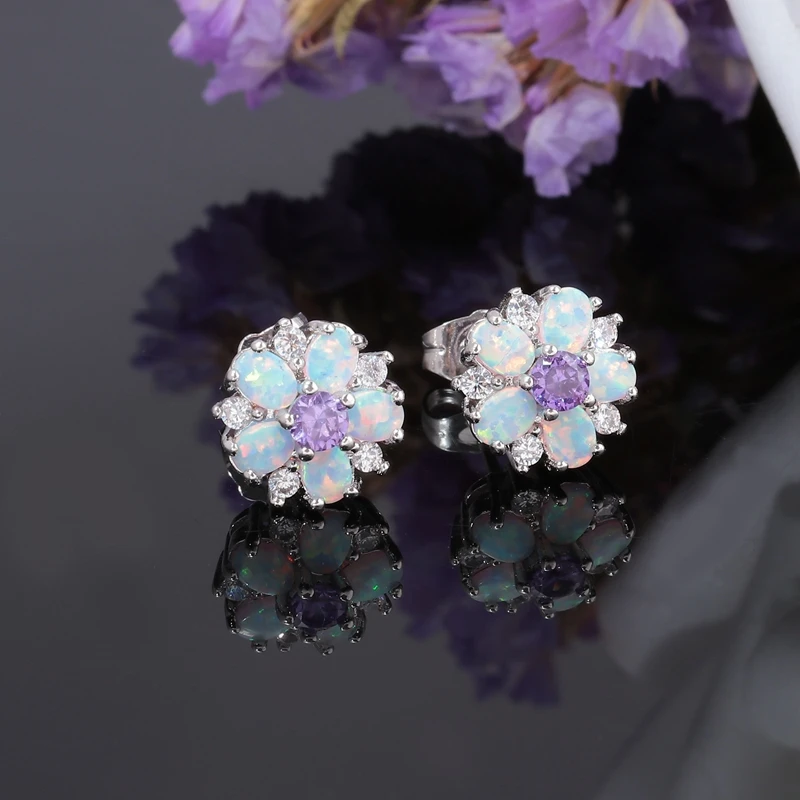 Opal Littleton|925 Sterling Silver Opal Stud Earrings For