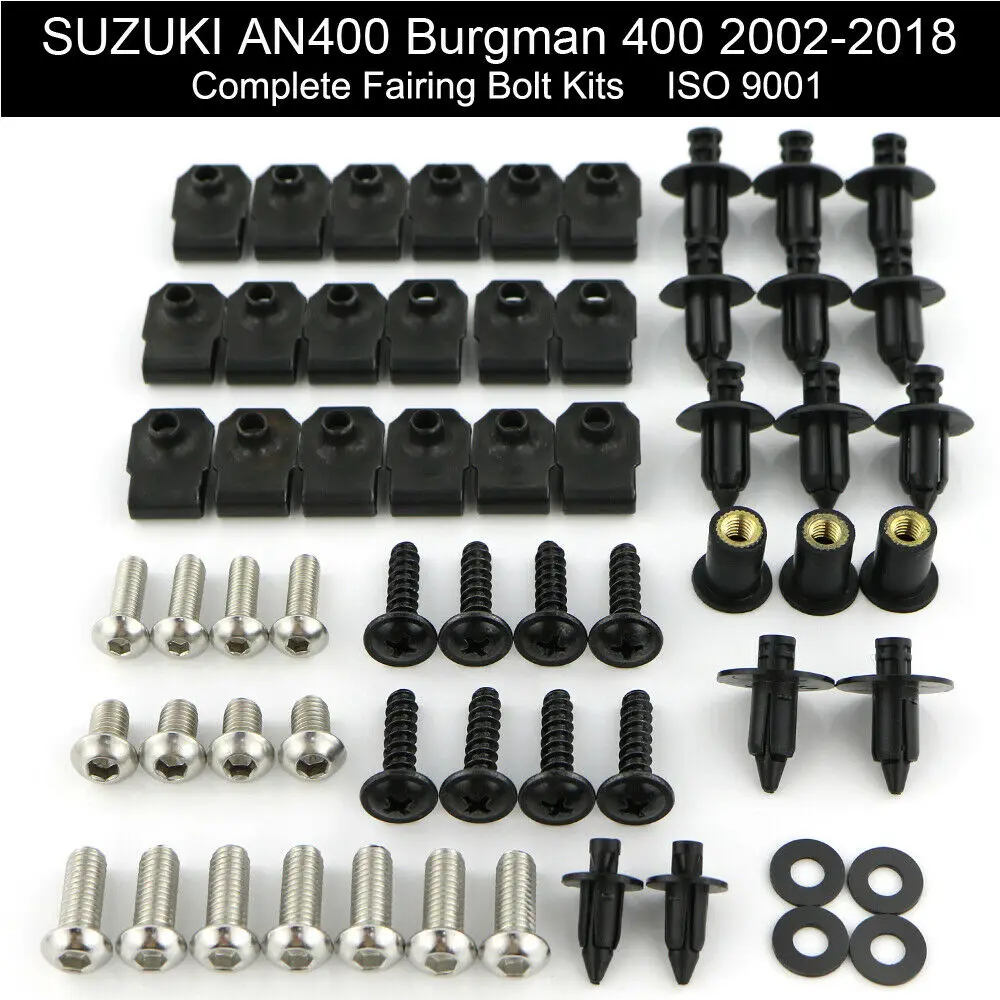 

For Suzuki AN400 Burgman 400 2002-2018 2015 2016 2017 Motorcycle Complete Fairing Bolts Kit Clips Nut Wind Bolts Stainless Steel