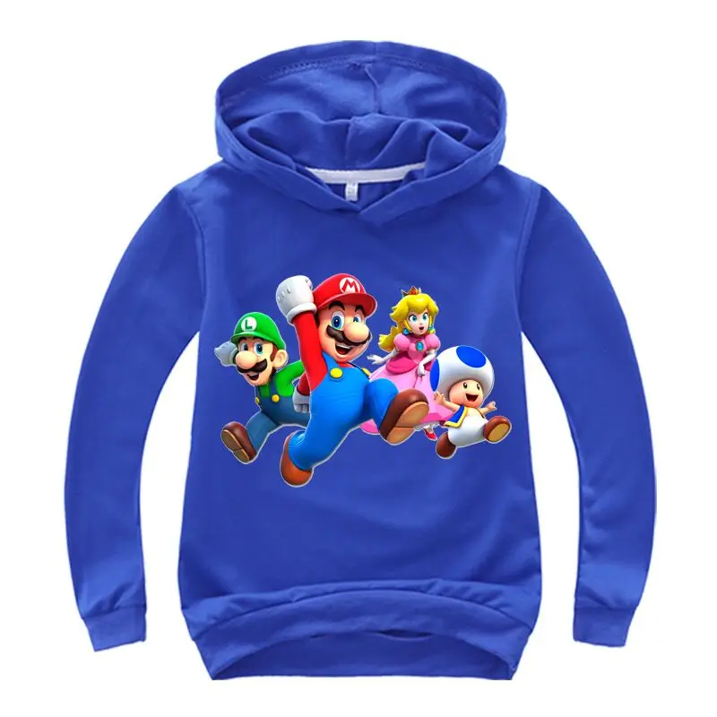 Детские толстовки с капюшоном «Super Mario Bros»; модные повседневные хлопковые толстовки для мальчиков и девочек; топы; детский пуловер; спортивная одежда; топы; подарок для детей - Цвет: color at picture