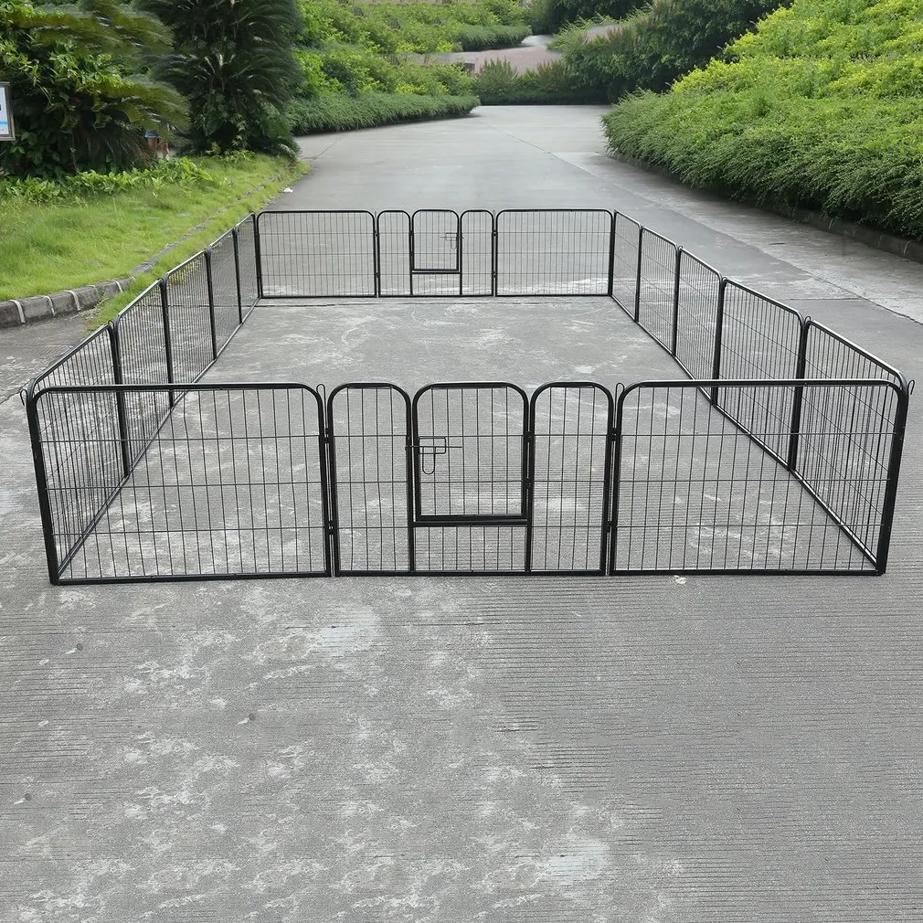 

16 Panel Pet Cage Playpen Dog Exercise Fence Large Kennel Yard Outdoor Animal Rabbit Run Cage Steel Playpen Pet Supplies