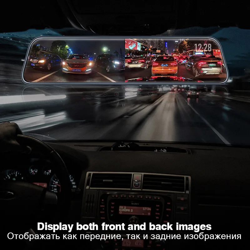  New 2K 12-inch Streaming RearView Mirror Car Dvr Camera 1440P FHD Dual Lens Driving Video Recorder 