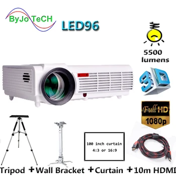 

Poner Saund LED96 HD Projector led 5500 lumens 3D proyector home theater With 10m HDMI and Wall bracket Tripod Vs bt96