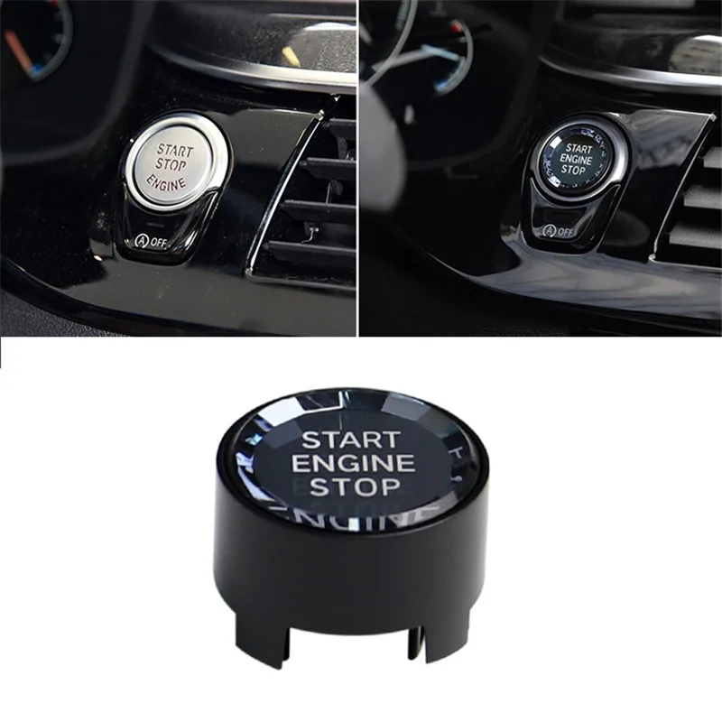 Двигатель автомобиля кнопка зажигания для BMW X5/6 plus/7 нажатием одной кнопки автомобиля стоп старт стильная кнопка Зажигания для автомобиля с украшением в виде кристаллов бесключевого доступа Системы иммобилайзер - Цвет: black