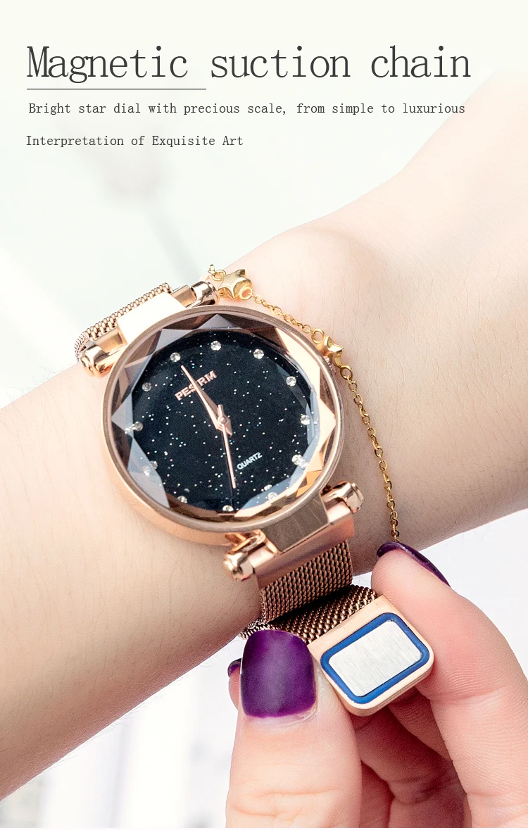 Роскошные Брендовые женские водонепроницаемые часы с магнитной пряжкой и звездным небом, модные кварцевые женские часы