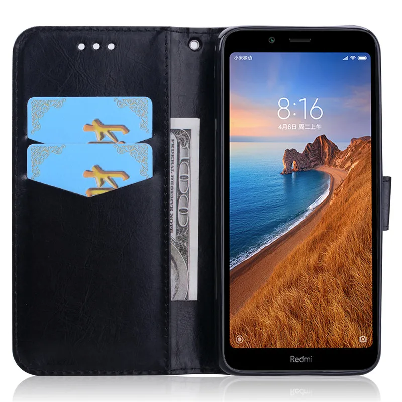Кожаный чехол для Xiaomi Redmi 7A, чехол Redmi7a, мягкий чехол из ТПУ на заднюю панель, кожаный чехол-книжка для Xiomi Xiaomi Redmi 7A, чехол