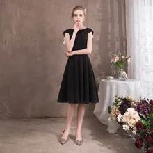 Маленькое черное Встреча выпускников/корпоративы Выпускной платья ограничен рукава V-образный вырез, открытая спина, трико, сексуального коктейльного платья с бантами Дешевое короткое платье для выпускного вечера