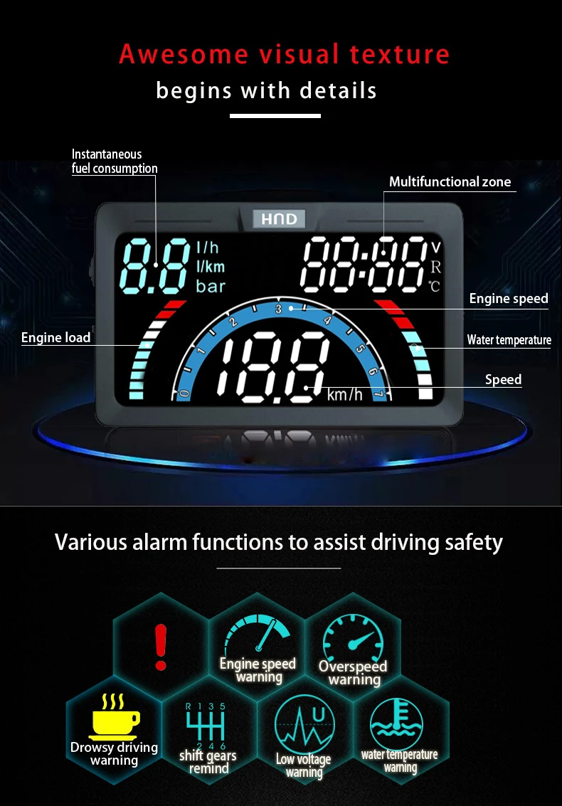 Автомобильный Hud A200 Универсальный Obd 2 Автомобильный дисплей на лобовое стекло цифровой скоростной проектор расход топлива