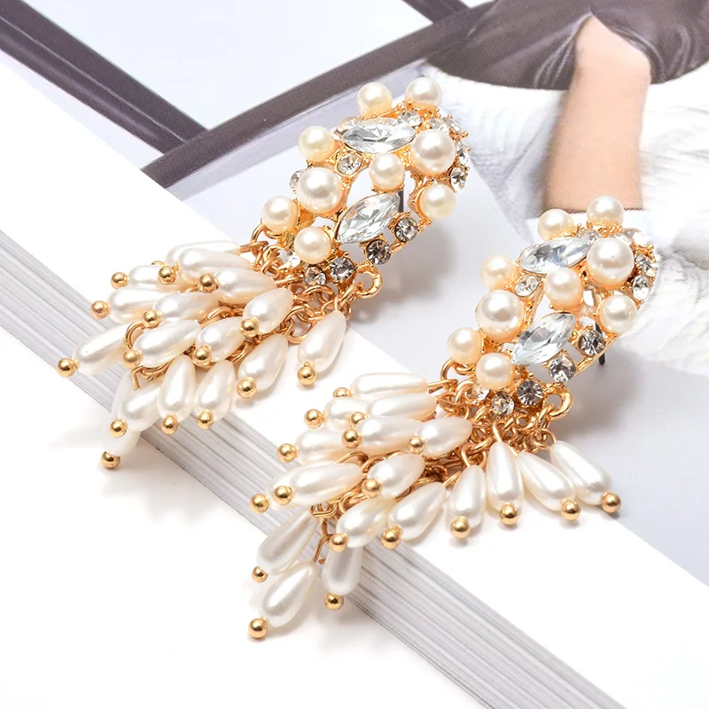 Новые подвесные жемчужные подвесные длинные серьги-подвески с кристаллами модные ювелирные аксессуары для женщин Рождественский подарок