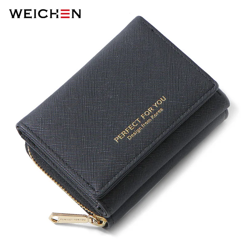 

WEICHEN New Arrivals Trifold Women Wallet Many Departments Card Holder Zipper Coin Purses Short Purse Female Wallets Carteras