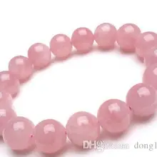 Мадагаскарский розовый кварцевый браслет с круглыми жемчужинами 10 мм