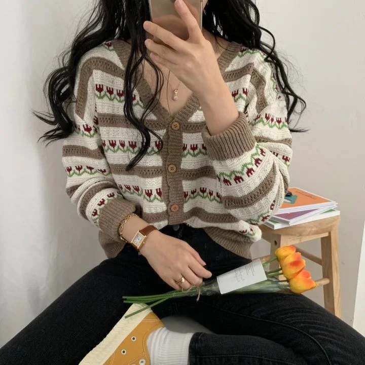 Женские рубашки с длинным рукавом, вязаные, с цветочным рисунком, с вырезами, популярность S, с цветным свитером, блузка, рубашка, белый, черный, 6850