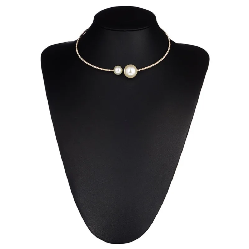 necklace gold Элегантные браслеты с кристаллами в форме сердца и жемчуга для женщин, корейский винтажный Роскошный Регулируемый браслет-цепочка, свадебные ювелирные изделия - Окраска металла: necklace gold
