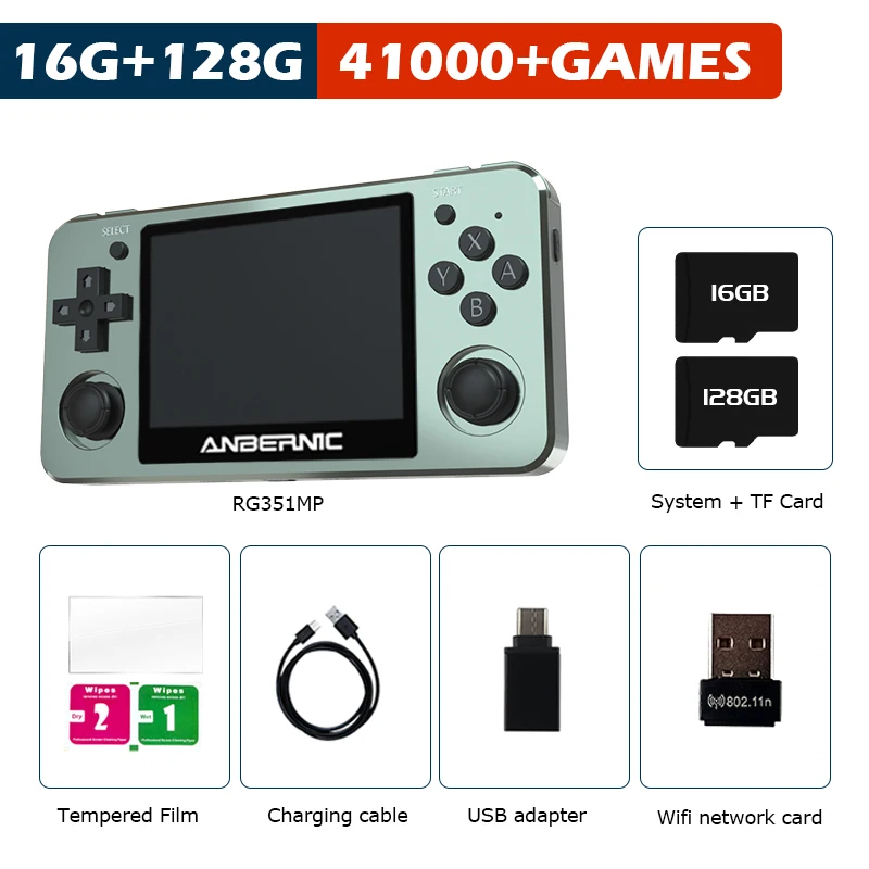 New RG351MP Portable Handheld Retro Game Console 3.5 Inch 256G Built-in 50000+ Games Emulators For PSP/PS1/DC/N64 Gift For Kid 