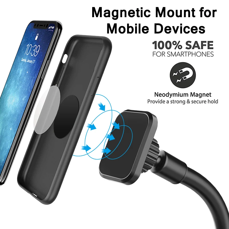 XMXCZKJ Magnetic Car Cup Holder Phone Mount Adjustable Gooseneck Cell Phone Holder for Most Smartphones for Iphone Xiaomi HuaWei