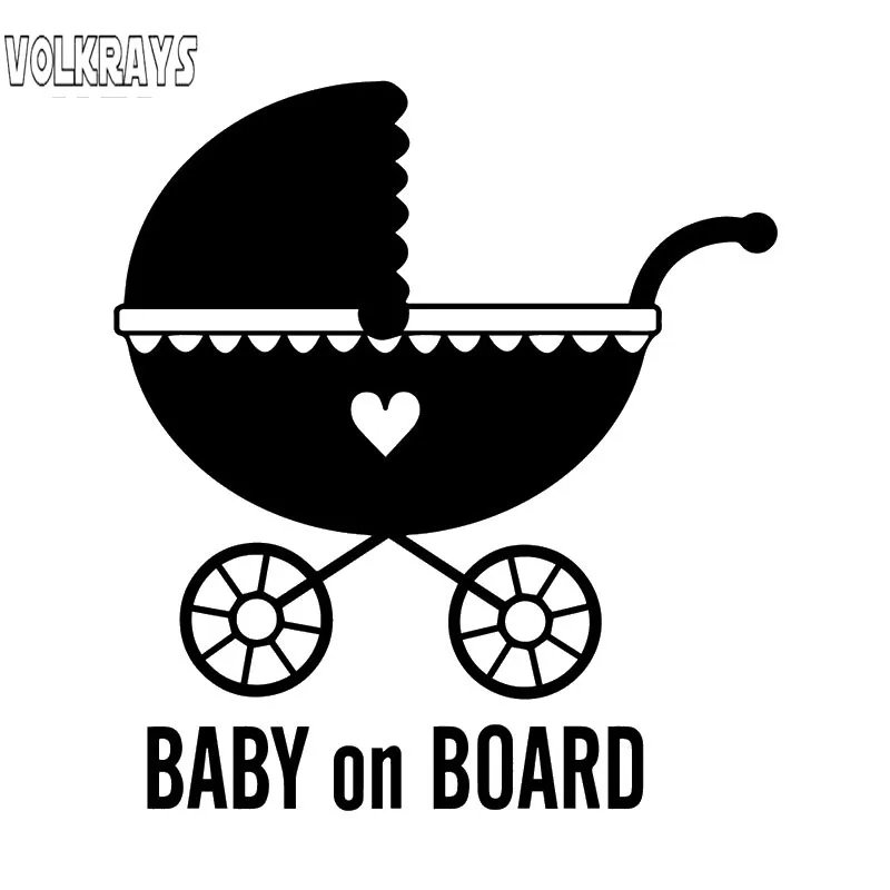 Volkrays Funny Car Sticker Baby on Board Stroller Accessories Reflective Waterproof Cover Scratches Vinyl Decal 15cm*13cm | Автомобили и