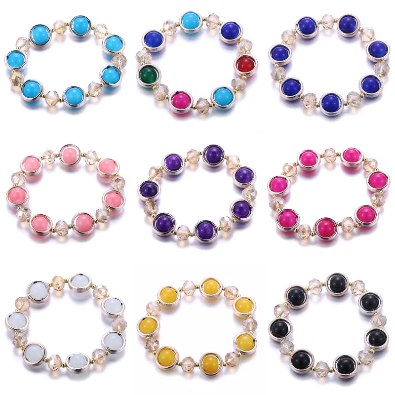 

New Natural Crystal beads imitation pearl beads Metal frame Charm bracelets Beautiful color Girl transfer beads Couples bracelet