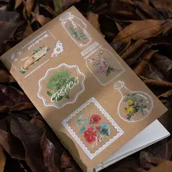 Autocollants rétro littéraire fleur, étiquette Scrapbooking, P3j0, décoratif, paquet d'animaux, cadre de fleurs, pour tasse téléphone 