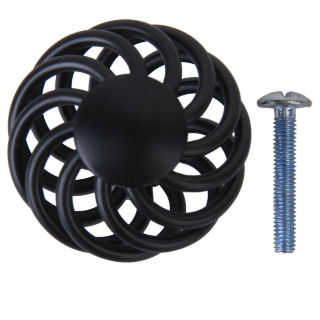 Iron Twist Cage Spiral Knobs Pull Handles for Dresser Cupboard