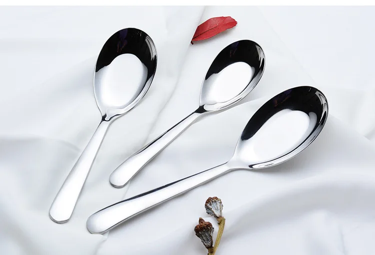 304 Stainless Steel round Handle Flat Spoon Large, Medium And Small Size 410 Chinese Style Household Ladel Spoon Wandering Peddl