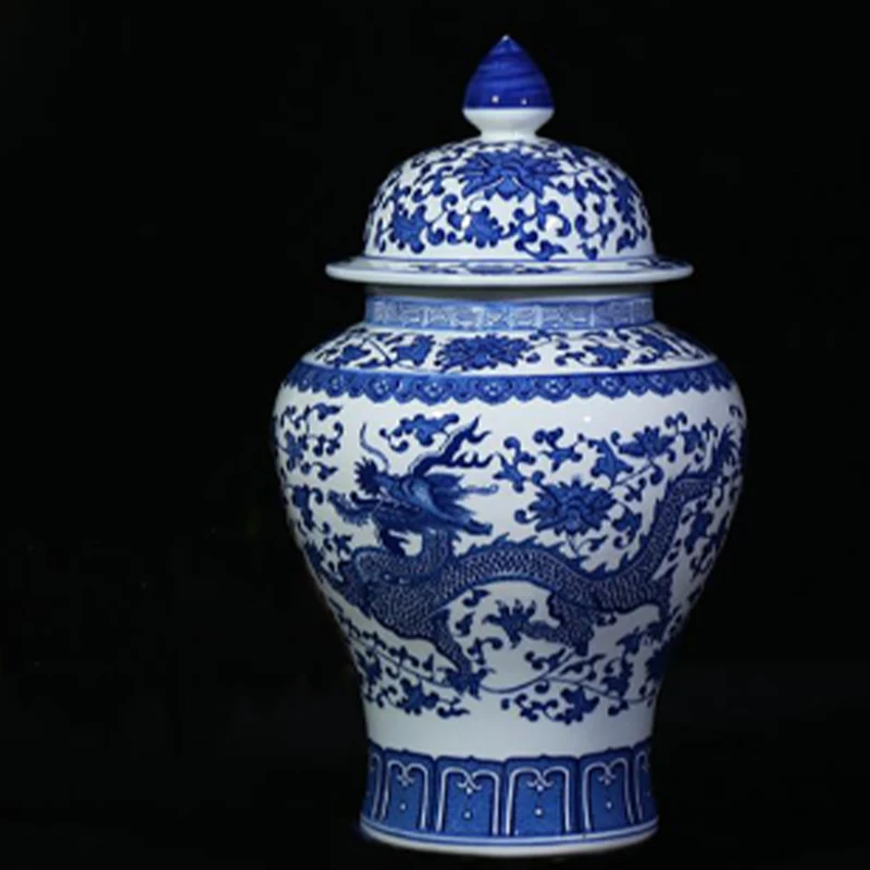 Jingdezhen Classic Blue and White Porcelain Dragon Temple Ceramic Ginger Jar Vase 2