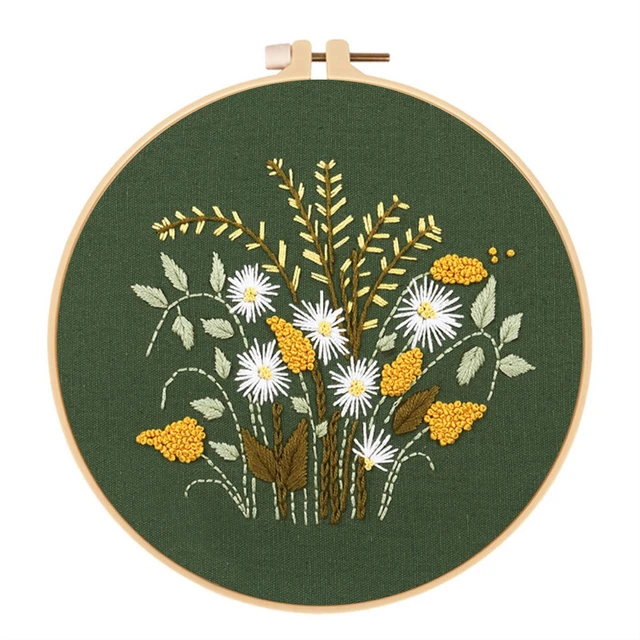 Animal World Embroidery Starter Kit for Beginners, Modern Embroidery Kits, Contains all Embroidery Tools, English Description Flower C