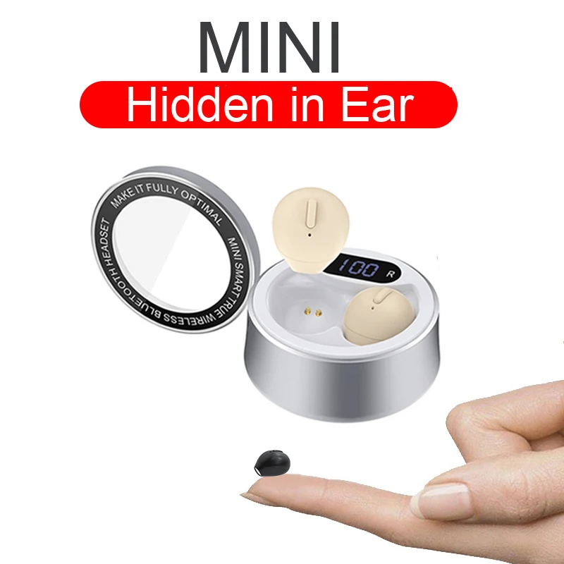 Small Mini Earpiece Invisible Wireless Bluetooth Earphones Hidden Earbuds Micro Headset With Handsfree Microphone For Lady Girls